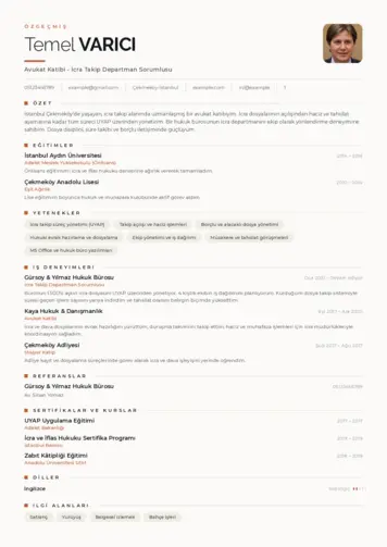 Hukuk Sekreteri Cv Örnekleri cv indir